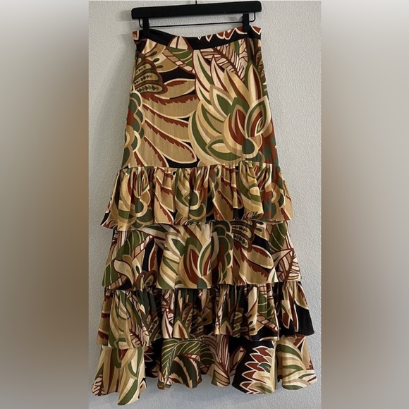 Zara RUFFLE LINEN BLEND SKIRT. Multicolored. Size XS. New with Tags. - Picture 4 of 9